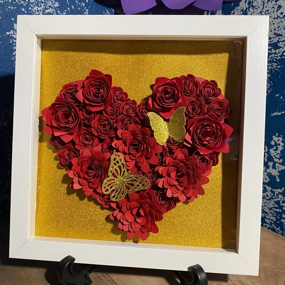 8 X 8 Red Heart Shadow Box | Custom Text | Birthday Gift | Anniversary - Picture 8 of 8